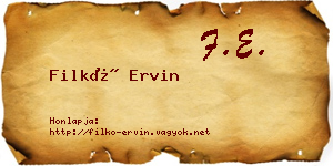 Filkó Ervin névjegykártya